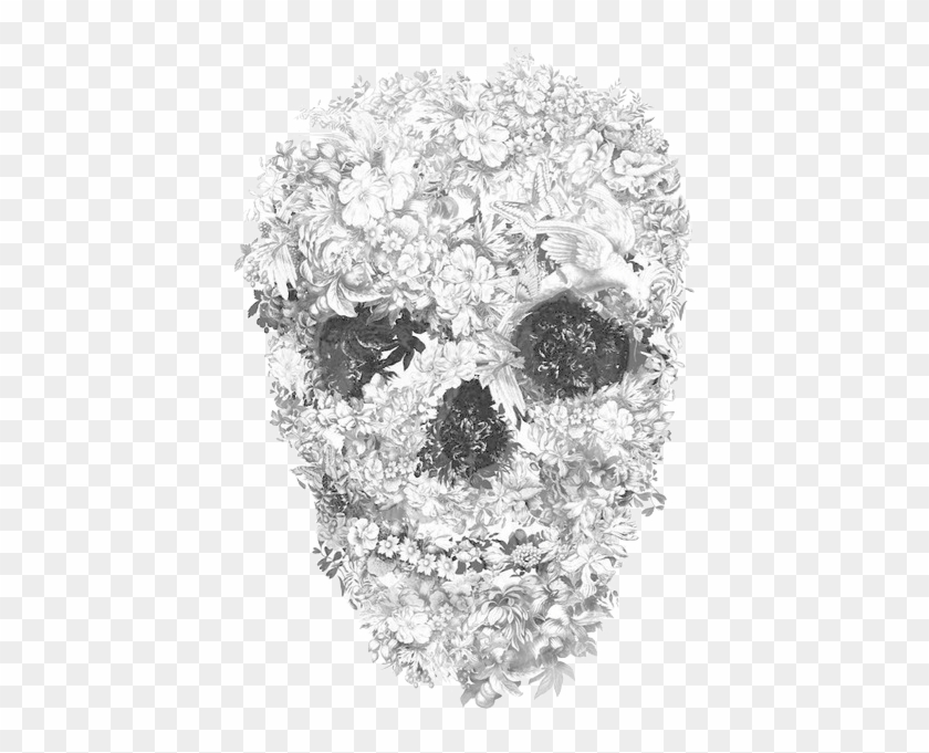 Flower Skull Drawing - Alexander Mcqueen Skull Designs Clipart #903919