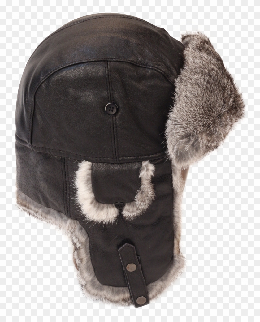 Lambskin And Rabbit Hat Black Leather Fur - Fur Clothing Clipart #903920