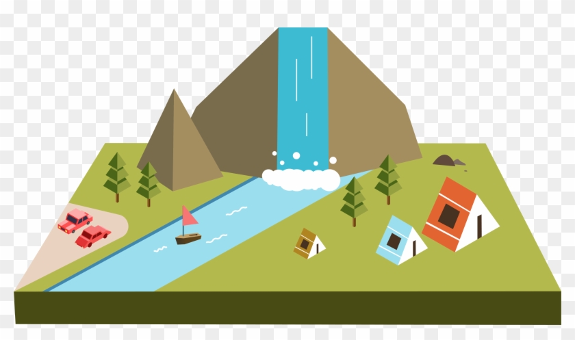 5d Dimensional High Mountain Flowing Water Png And Clipart #905331