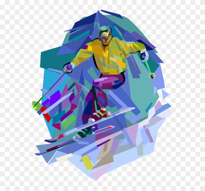 Vector Illustration Of Downhill Alpine Skiing Slalom - Illustration Clipart #906356