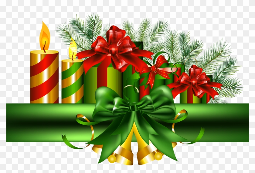 Christmas Green Decoration With Golden Bells Png Clipart Transparent Png