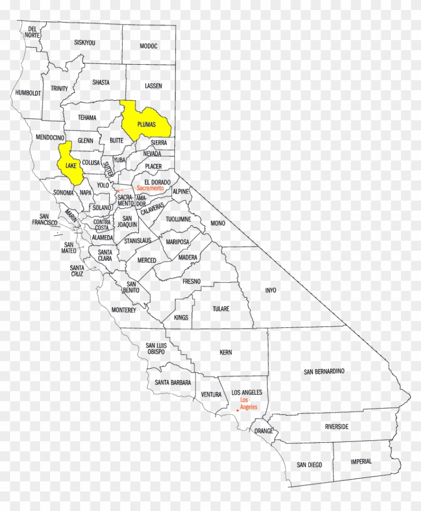 Easy To Use Map Detailing All Ca Counties - California County Map Clipart #907436