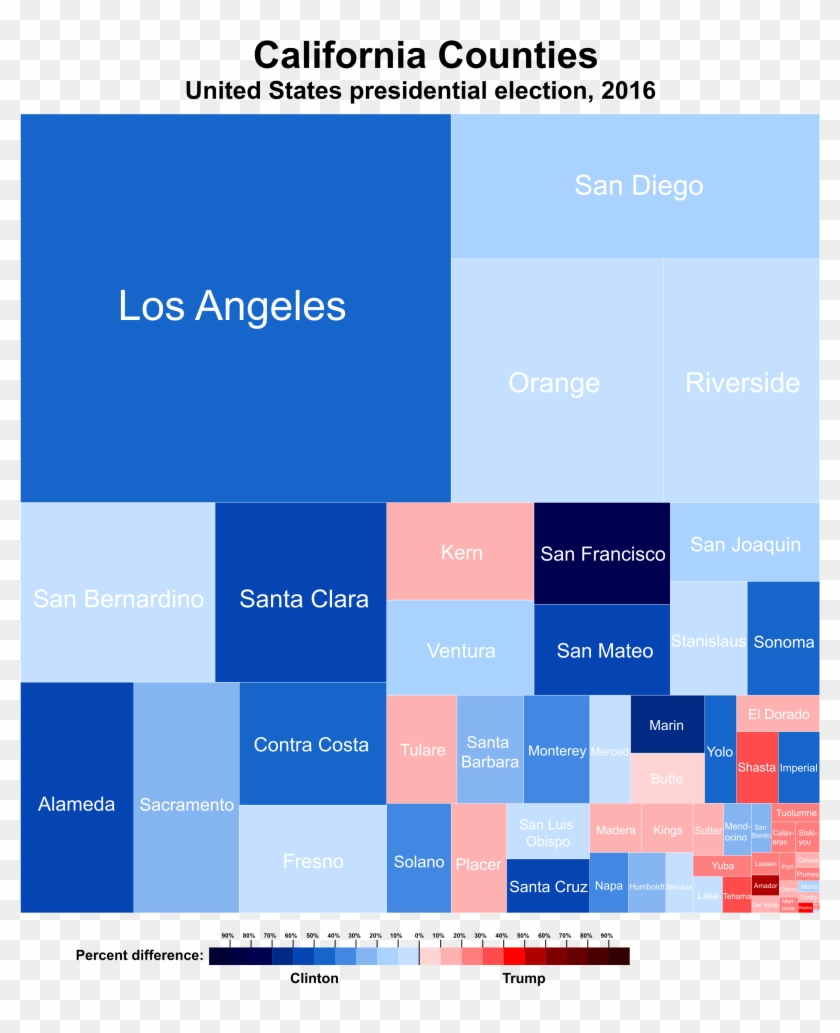 United States Presidential Election In California, - California Counties Election 2016 Clipart