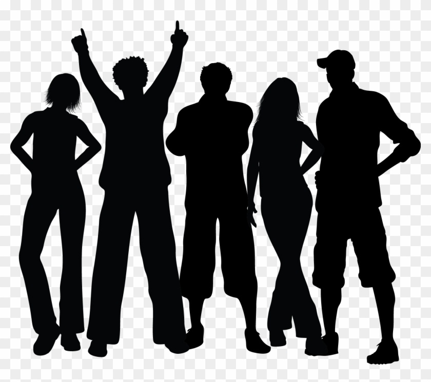 Group Black Silhouette - Dancing People Silhouette Png Clipart #908307