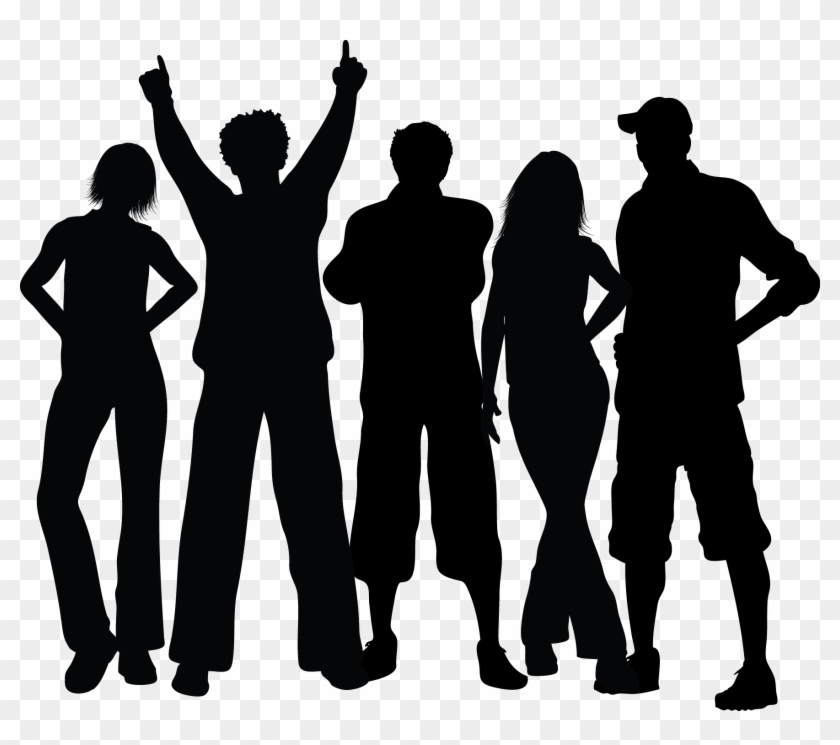 Group Black Silhouette - Dancing People Silhouette Png Clipart
