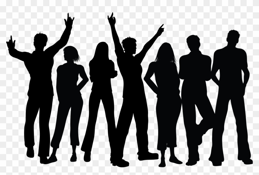 Group Black Silhouette - Crowds Of People Clipart
