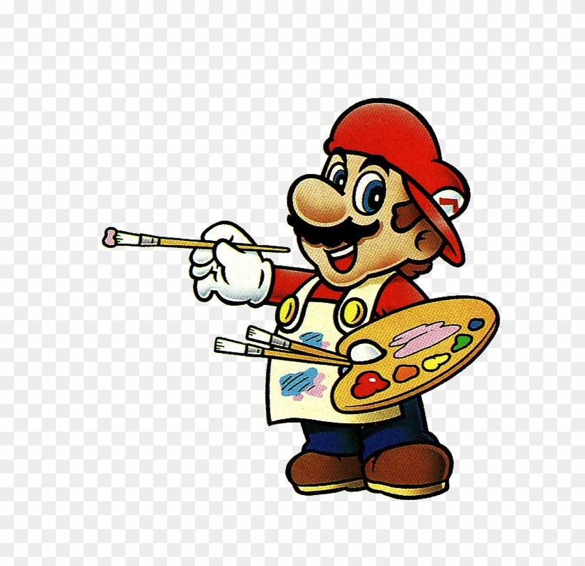 Painter Mario - Mario Paint Mario Clipart