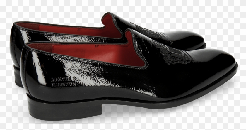 Loafers Prince 2 Patent Soft Black Embrodery Crown - Slip-on Shoe Clipart