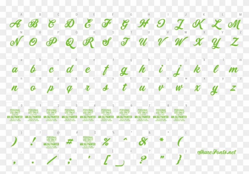Font Painter Preview - Neat Handwriting Font Alphabet Clipart