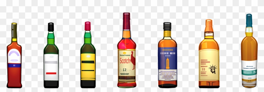 Alcohol Bottles Whiskey Wine Scotch Glass Drink - Бутылки С Алкоголем Png Clipart #910408