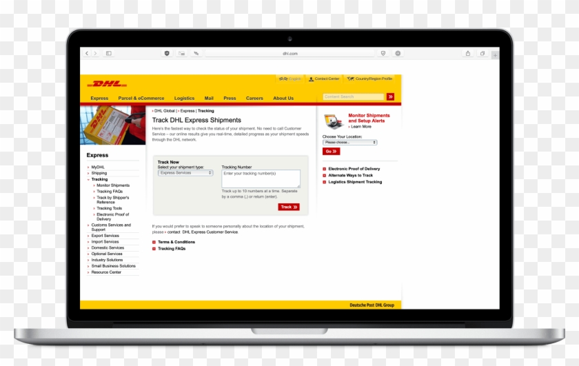 Image Of Dhl Package Tracking Website - Dhl Clipart