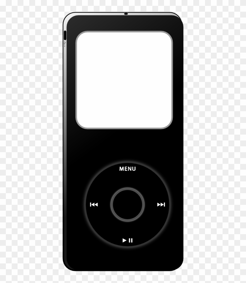Ipod Black Black White Line Art Scalable Vector Graphics - 携帯 音楽 プレーヤー イラスト Clipart
