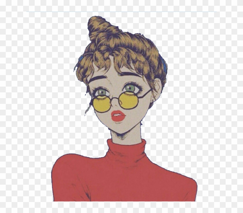 Aesthetic Girl With Glasses Drawing Clipart