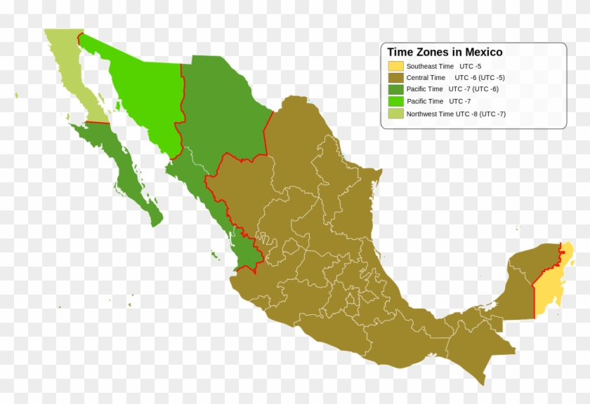 Map Of Time Zones In The Usa Printable Time In Mexico - Zeitzonen Mexiko Clipart #917030