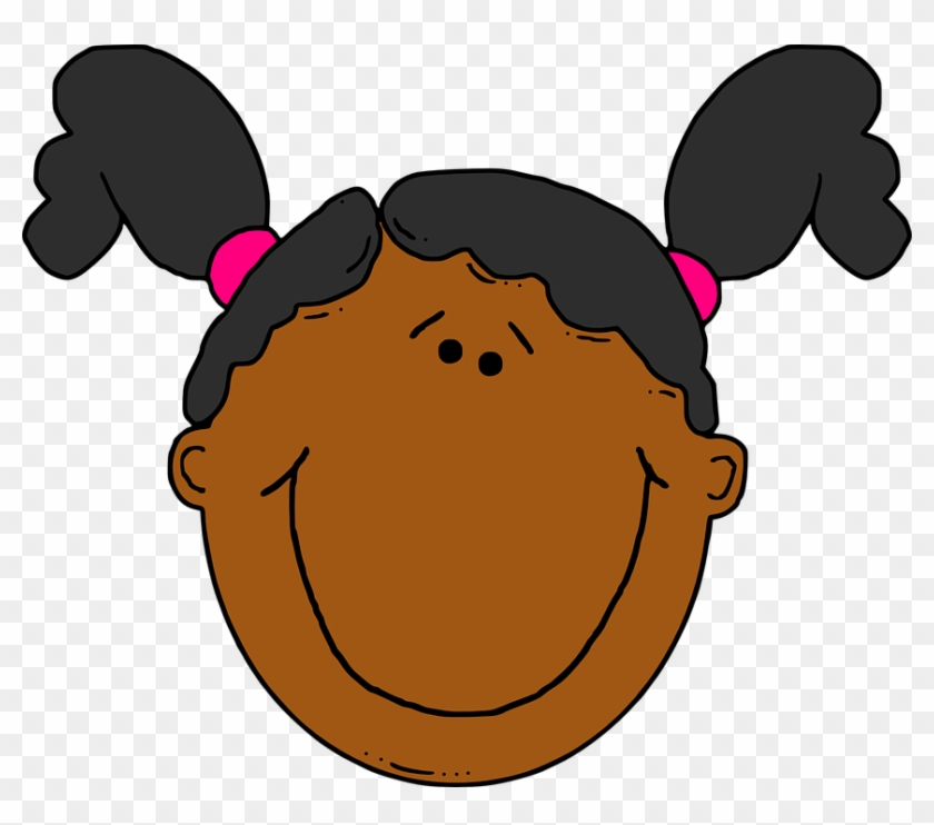 Ponytail Clipart Silhouette Woman - Black Girl Face Cartoon - Png Download