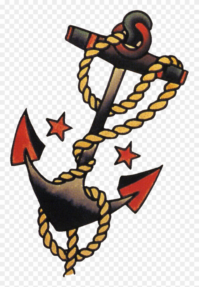 Sailor Jerry Vintage Tattoo Designs Anchors And - Sailor Jerry Anchor Tattoo Clipart #920521