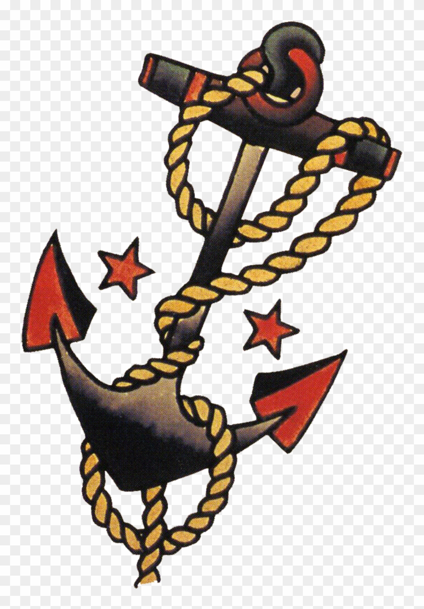 Sailor Jerry Vintage Tattoo Designs Anchors And - Sailor Jerry Anchor Tattoo Clipart