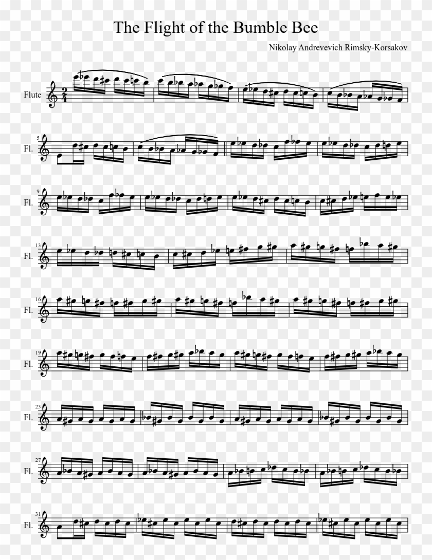 The Flight Of The Bumble Bee Arr - Overlords Flute Sheet Music Clipart #920723