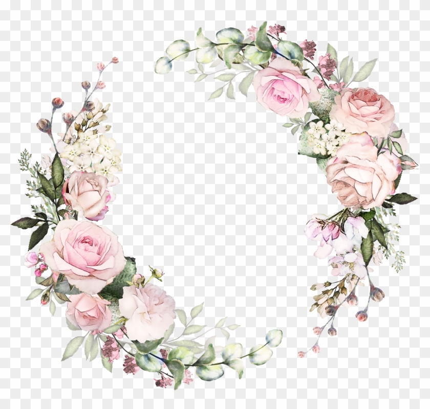 H746a Frame Floral, Flower Frame, Floral Wreath, Pink - Design Card Wedding Flower Clipart #921142