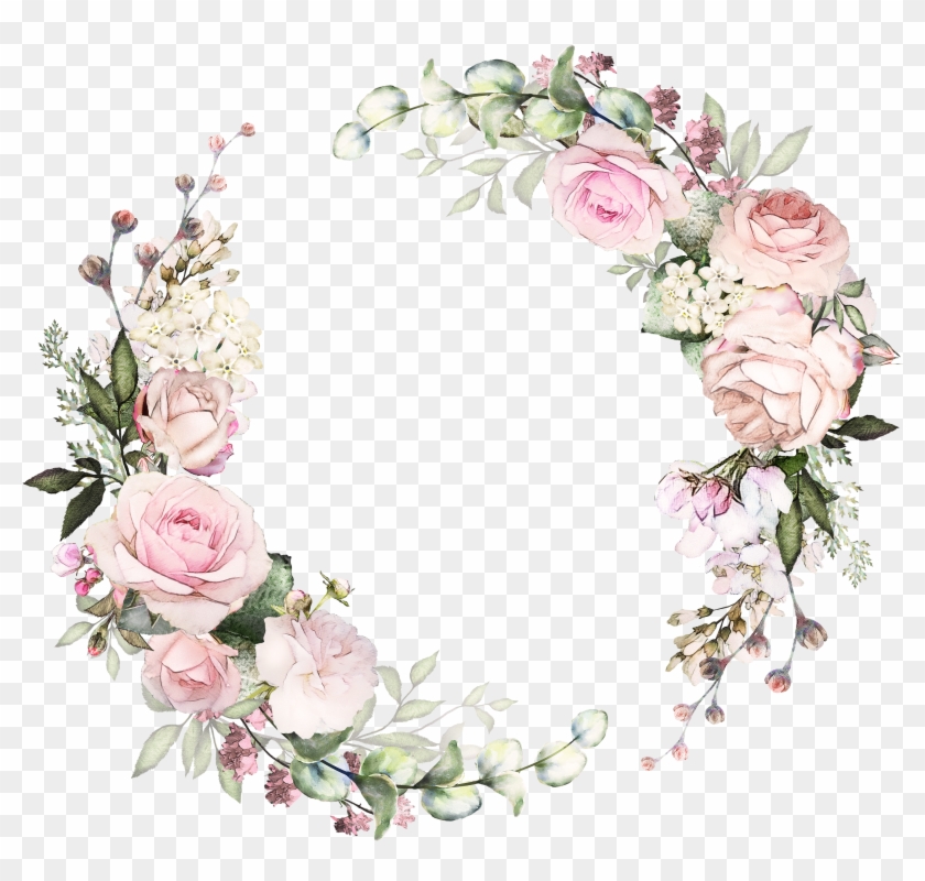 H746a Frame Floral, Flower Frame, Floral Wreath, Pink - Design Card Wedding Flower Clipart