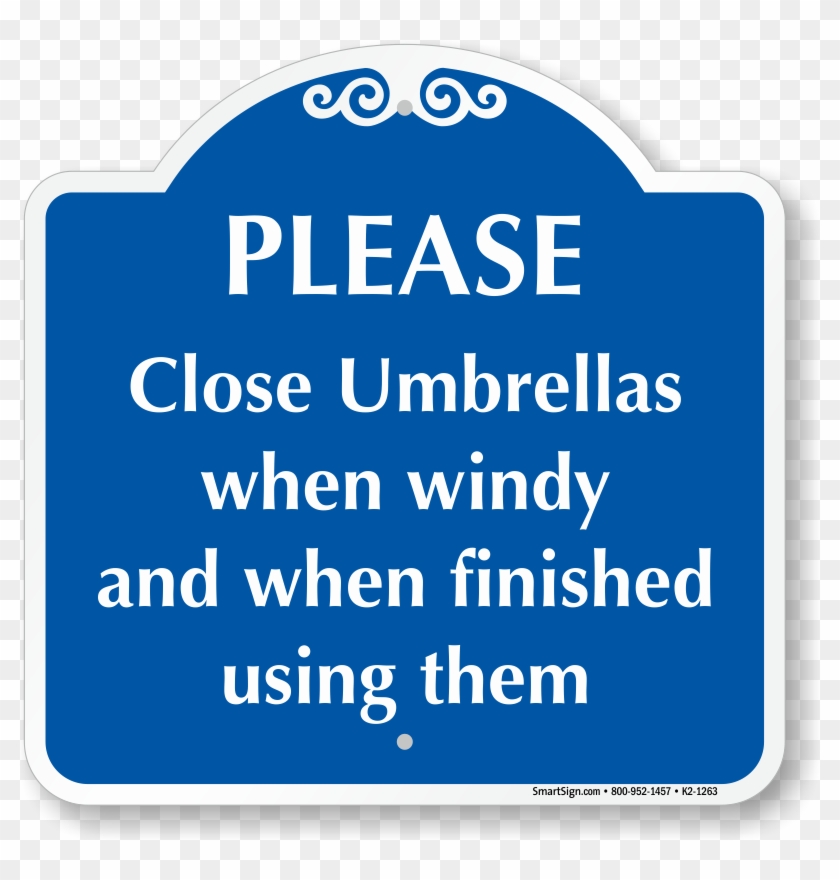 Please, Close Umbrellas When Windy And When Finished - Pool Rules Sign Clipart