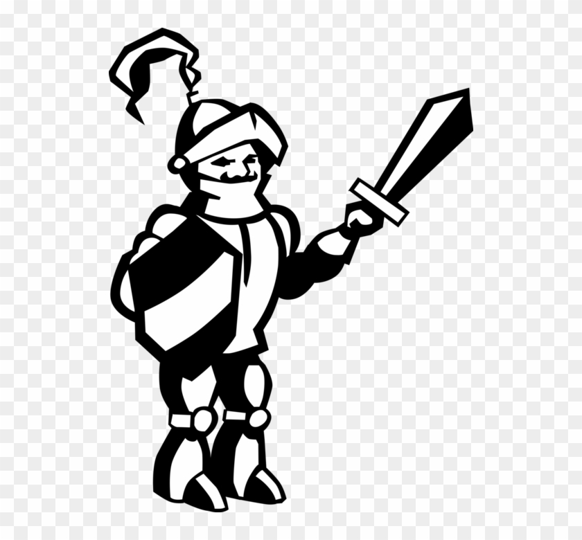 Vector Illustration Of Chivalry Medieval Knight In - Cartoon Clipart
