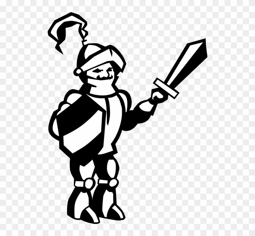 Vector Illustration Of Chivalry Medieval Knight In - Cartoon Clipart #924530