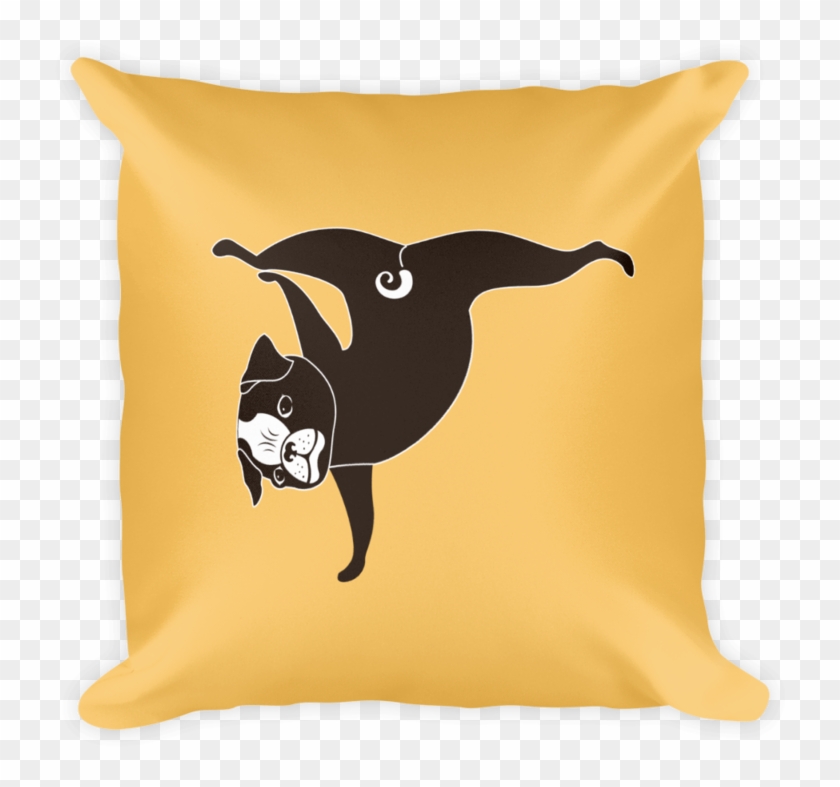 Yoga Pug Paw Stand Square Pillow In Apricot Yellow - Cushion Clipart