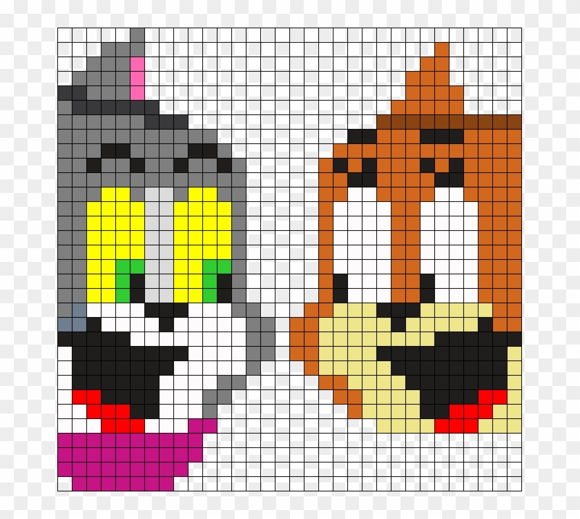 Tom N Jerry Heads Perler Perler Bead Pattern / Bead - Dibujos En Cuadricula De Tom Y Jerry Clipart
