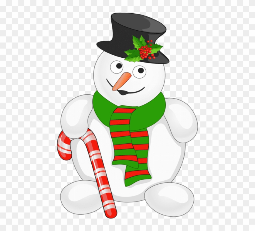Free Png Snowman With Candy Cane Png - Snowman With Candy Cane Clipart
