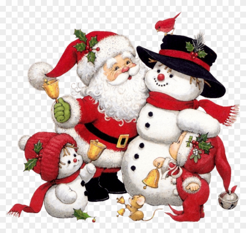 Free Png Cute Snowman Santa And Kid Png Images Transparent - Mensagem De Natal Gif Clipart #926824