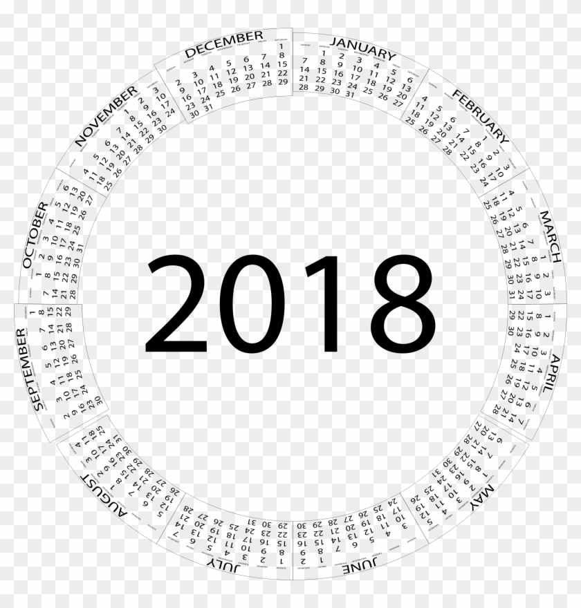 Big Image - Circular Calendar 2018 Clipart #927917