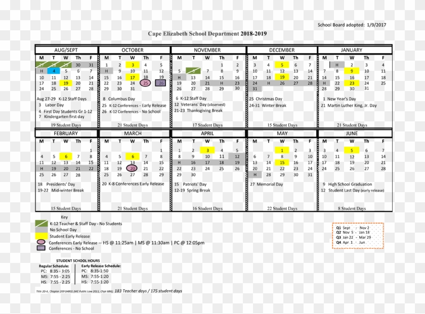 Elizabeth Public Schools Calendar 2018 2019 Clipart