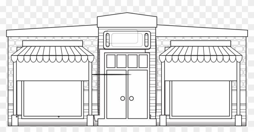 Store Fronts Shop 17 Black White Line Art 1969px 156 - Architecture Clipart #929661