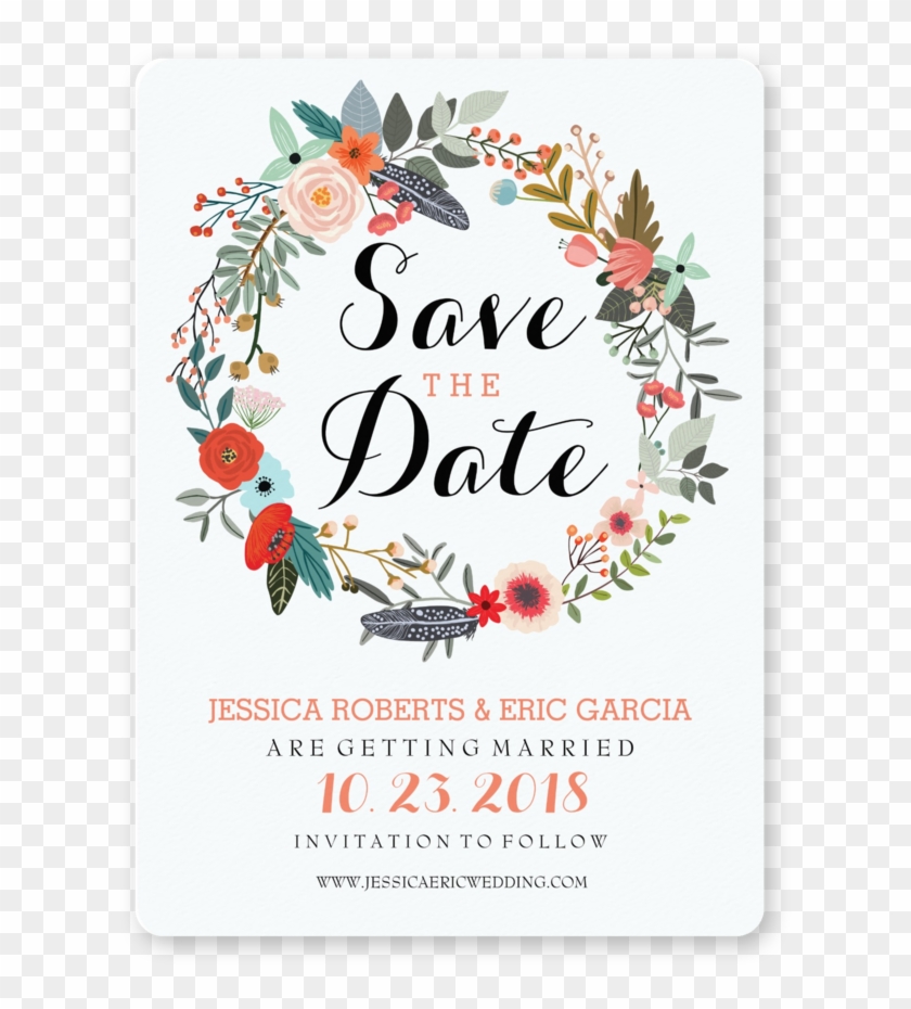 Botanical Wreath Invitation Clipart