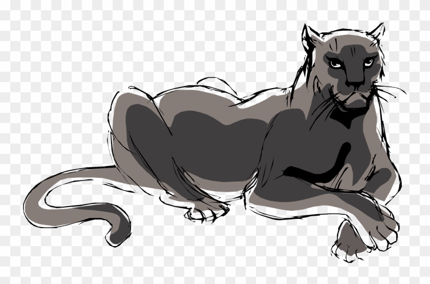 Cartoon Panther Kid Free Download Clipart - Black Panther Lying Down - Png Download