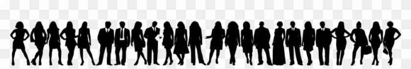People, Group, Crowd, Line, Silhouette, Black, Standing - People Silhouette Transparent Background Clipart