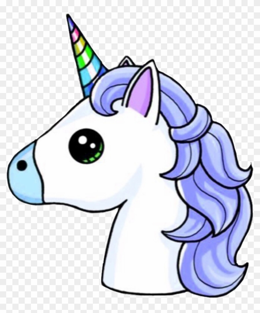 Unicorn Head Unicornhead Blue Rainbow Unicorns - Cabeza De Unicornio Kawaii Clipart