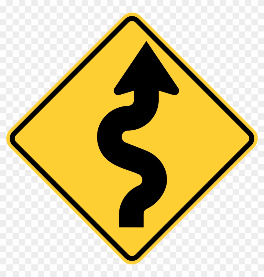 Caution Curves Ahead - Winding Road Sign Clipart #935603