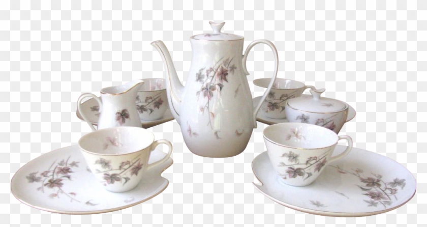Vintage Purple And Gray Luncheon Set With Teapot Clipart #936609