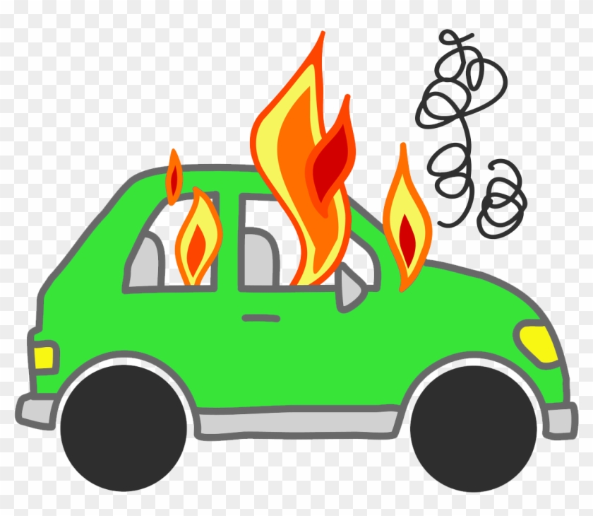 Clipart Car Flame - Car On Fire Cartoon - Png Download