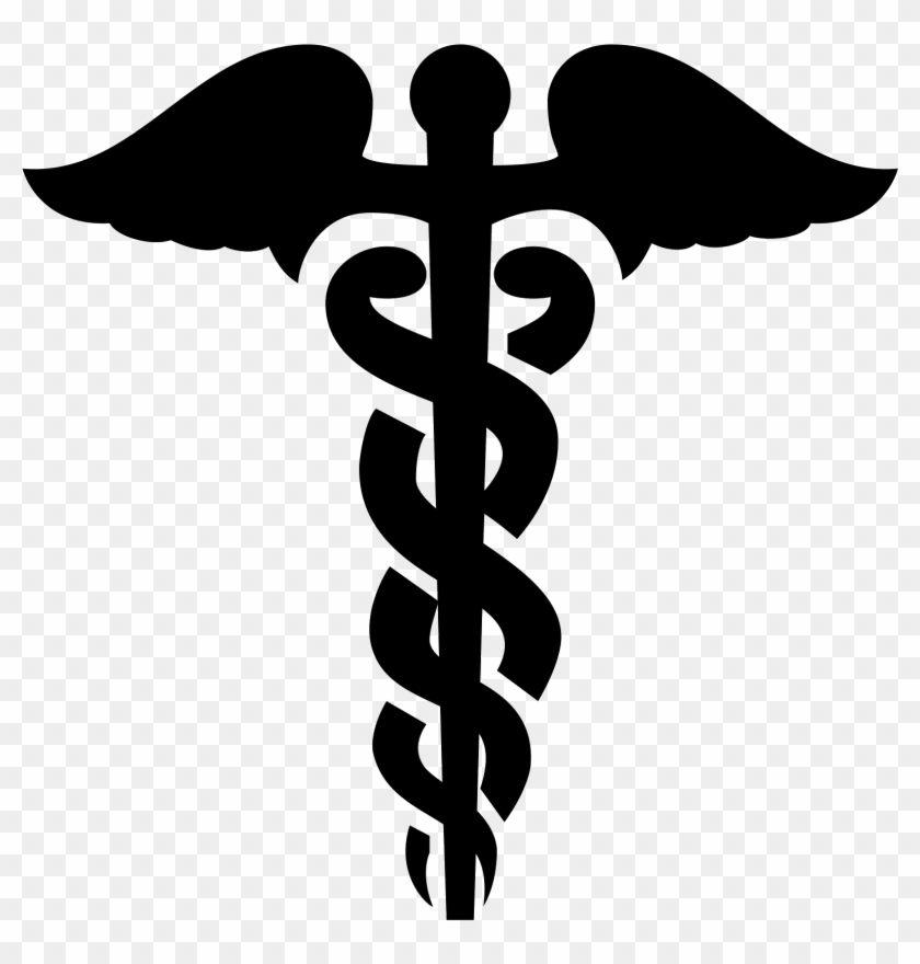 Snake And Staff Png - Healthcare Icon Black And White Clipart