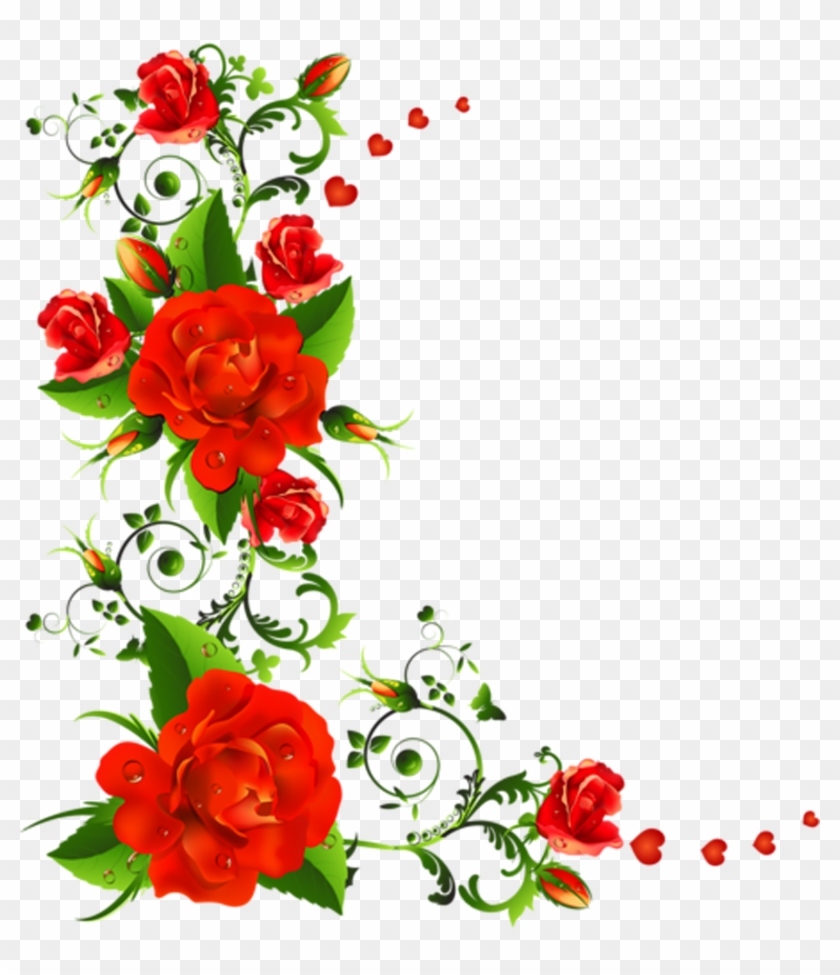 Rosas Rojas Png - Corner Flower Vector Png Clipart