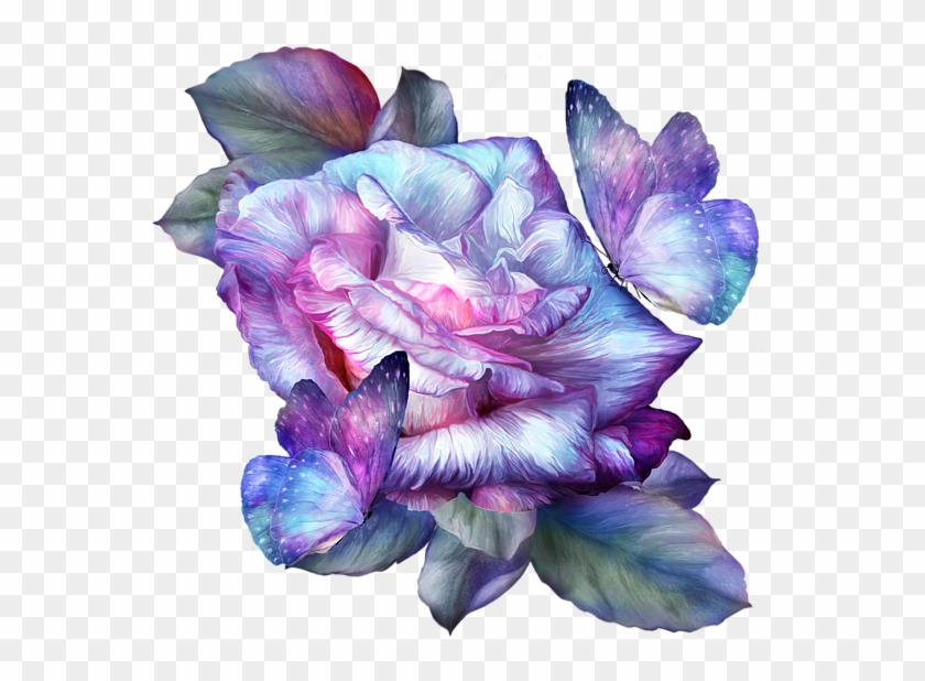Click And Drag To Re-position The Image, If Desired - Rainbow Rose And Butterflies Clipart