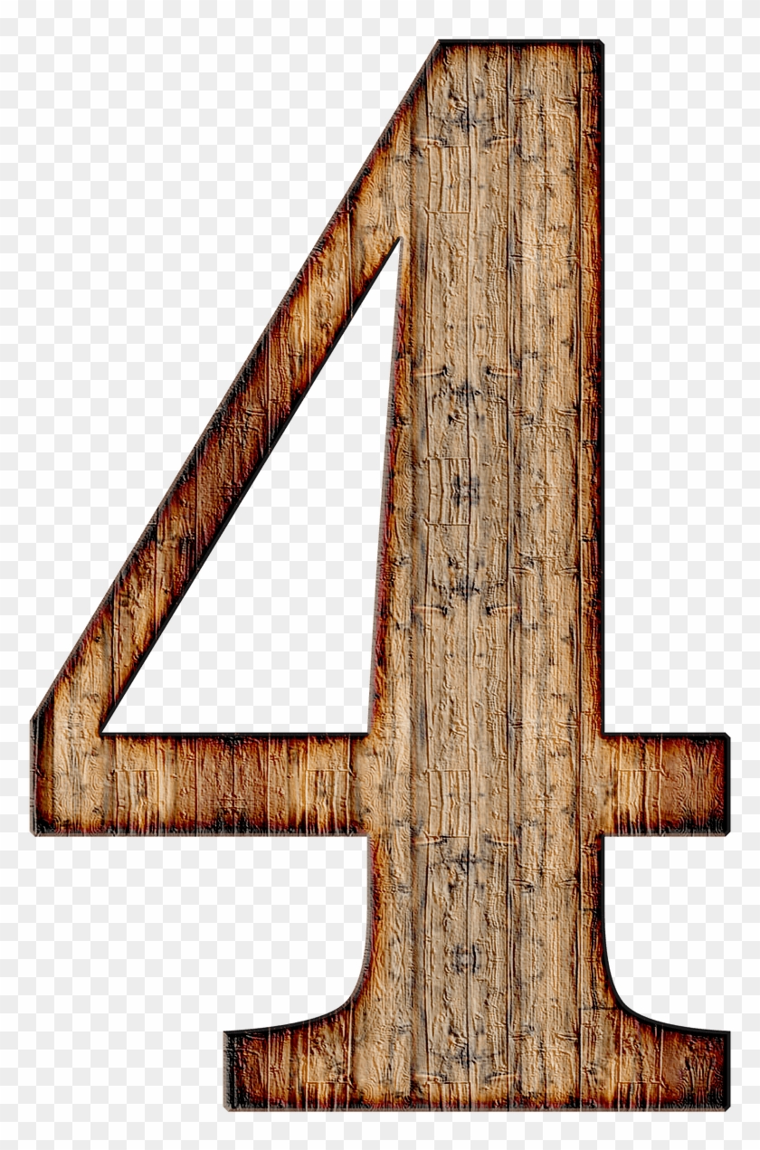 Wooden Number - Transparent Background Number 4 Png Clipart