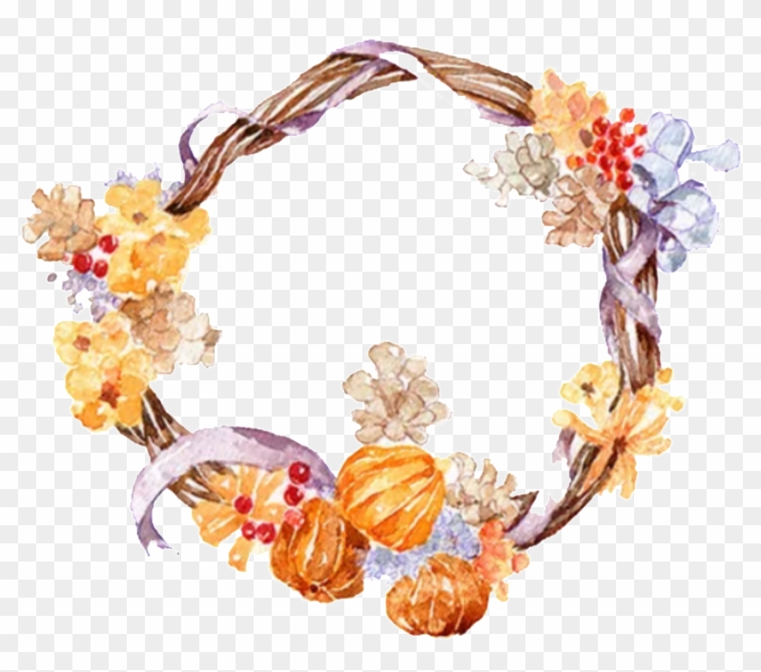Fresh Deep Yellow Flowers Hand Drawn Garland Decorative - Necklace Clipart #941640