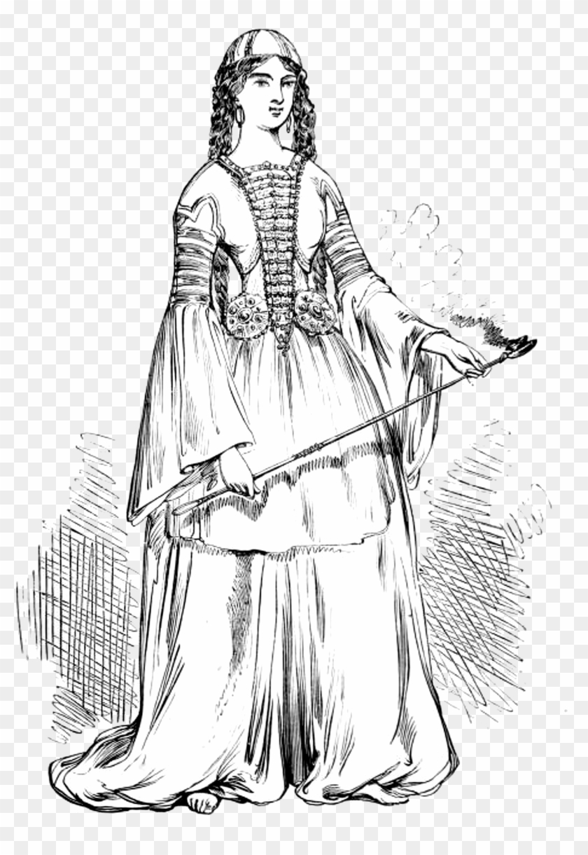 Vintage Girl Fashion Woman Dress 1459872 - Sketch Clipart #942312