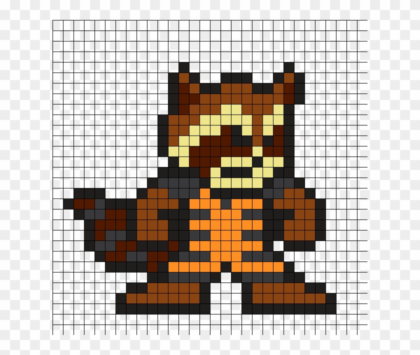 Guardians Of The Galaxy Perler Bead Pattern - Pixel Art Rocket Raccoon Clipart #942339