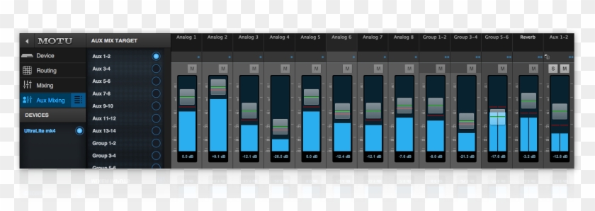 Long-throw Faders For Aux Sends - Motu Ultralite Mk4 Mixer Clipart #943298