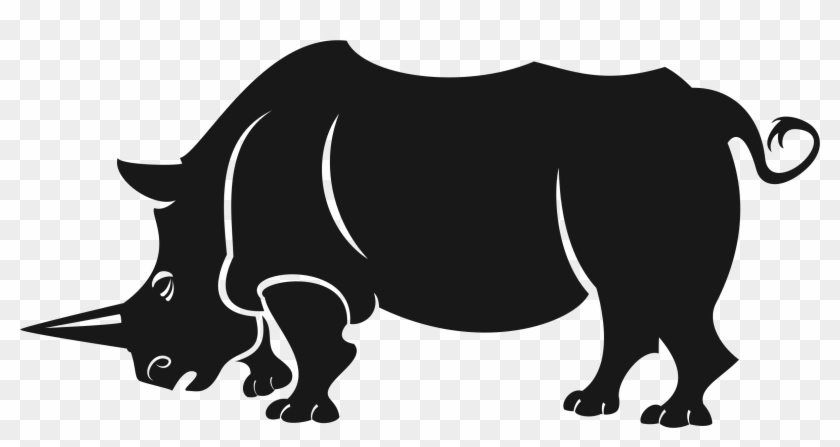 Big Image - Black And White Rhino Clipart - Png Download